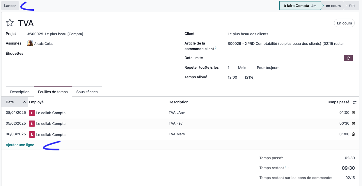 saisie des temps saisie des temps